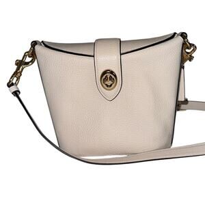Authentic Coach Addie Bucket Bag Chalk White Pebbled Leather Crossbodysecure